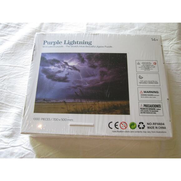 New Awesome Landscape Purple Lightning 1000 piece Jigsaw Puzzle! Beach Ocean! - Picture 2 of 4